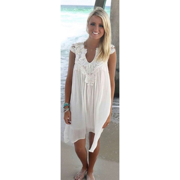 Boho Style Lace Dress Summer Loose Beach Coverup - Picture 5 of 6